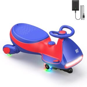 FanttikRide - N7 Pro 12V Elektroauto, mit Pedal, Akku, CyberWiggle, 2-in-1-Schaukelauto, 2 Geschwindigkeiten, Anti-Rollover, blinkende Räder, Bluetooth, ab 3 Jahren, 150 Pfund,
